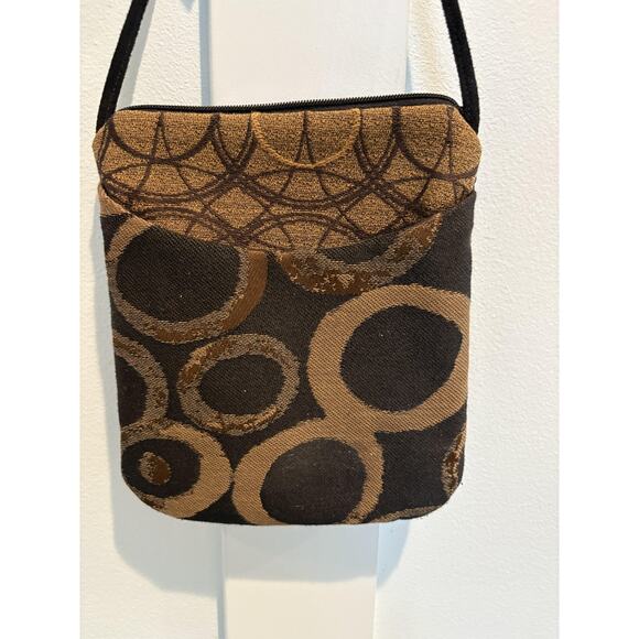 Maruca Crossbody Bag Brown Black Geometric Tapestry Purse Handmade USA - Picture 1 of 11